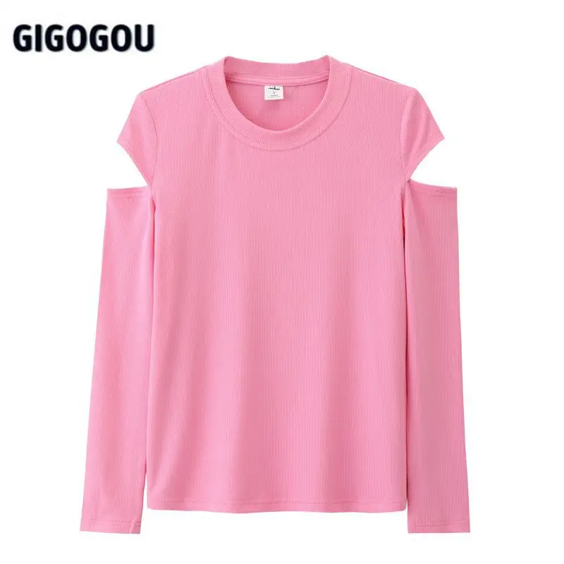 GIGOGOU Модерен дизайнерски женски пуловер с корейски деколте, дамски пуловер, пуловер, оборудвана женски памук жилетки, Потници, тениска S-3XL Изображение 0