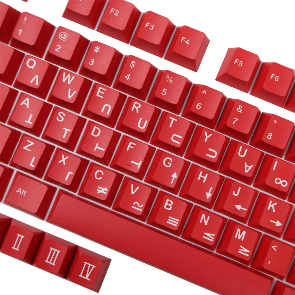 GMK Crimson Cadet PBT Keycap Череша Профил на Сублимация на Коса 142 Клавишите Червен Цвят Създава ISO Enter 1.75 u 2u Shift За Механична Клавиатура Изображение 4