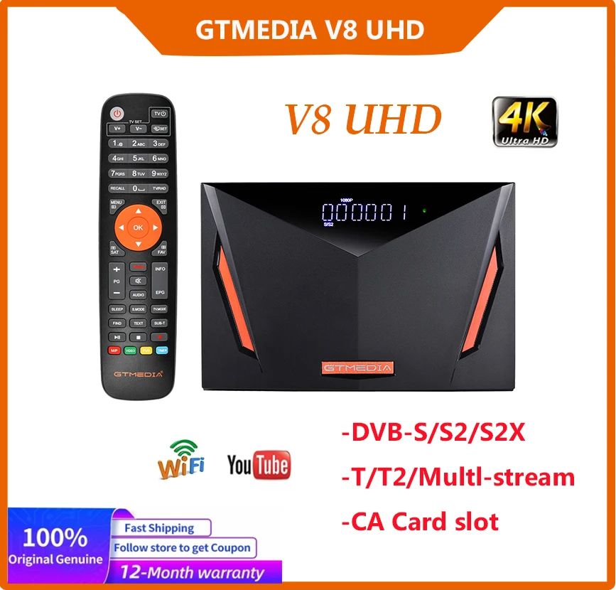 GTMEDIA V8 UHD ТЕЛЕВИЗОР-конзола Нова 4K TV декодер Сателитен Приемник DVB-S2/S2X DVB-T2, DVB-C BISS + Клавиш PowerVu С Wi-Fi Изображение 0