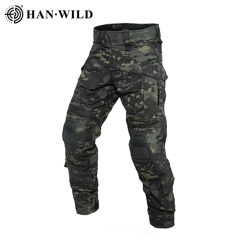 HAN WILD Модернизирани ловни бойни панталони G3 наколенниками, страйкбольные тактически панталони, камуфляжная мъжки дрехи за пейнтбола, костюм за сафари Изображение 0