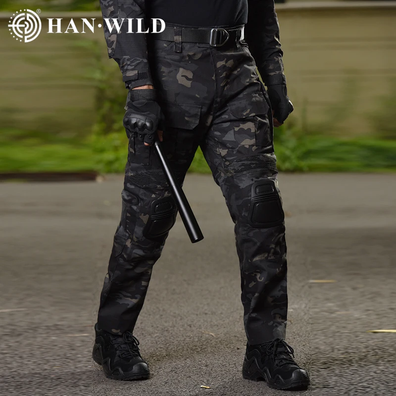HAN WILD Модернизирани ловни бойни панталони G3 наколенниками, страйкбольные тактически панталони, камуфляжная мъжки дрехи за пейнтбола, костюм за сафари Изображение 3