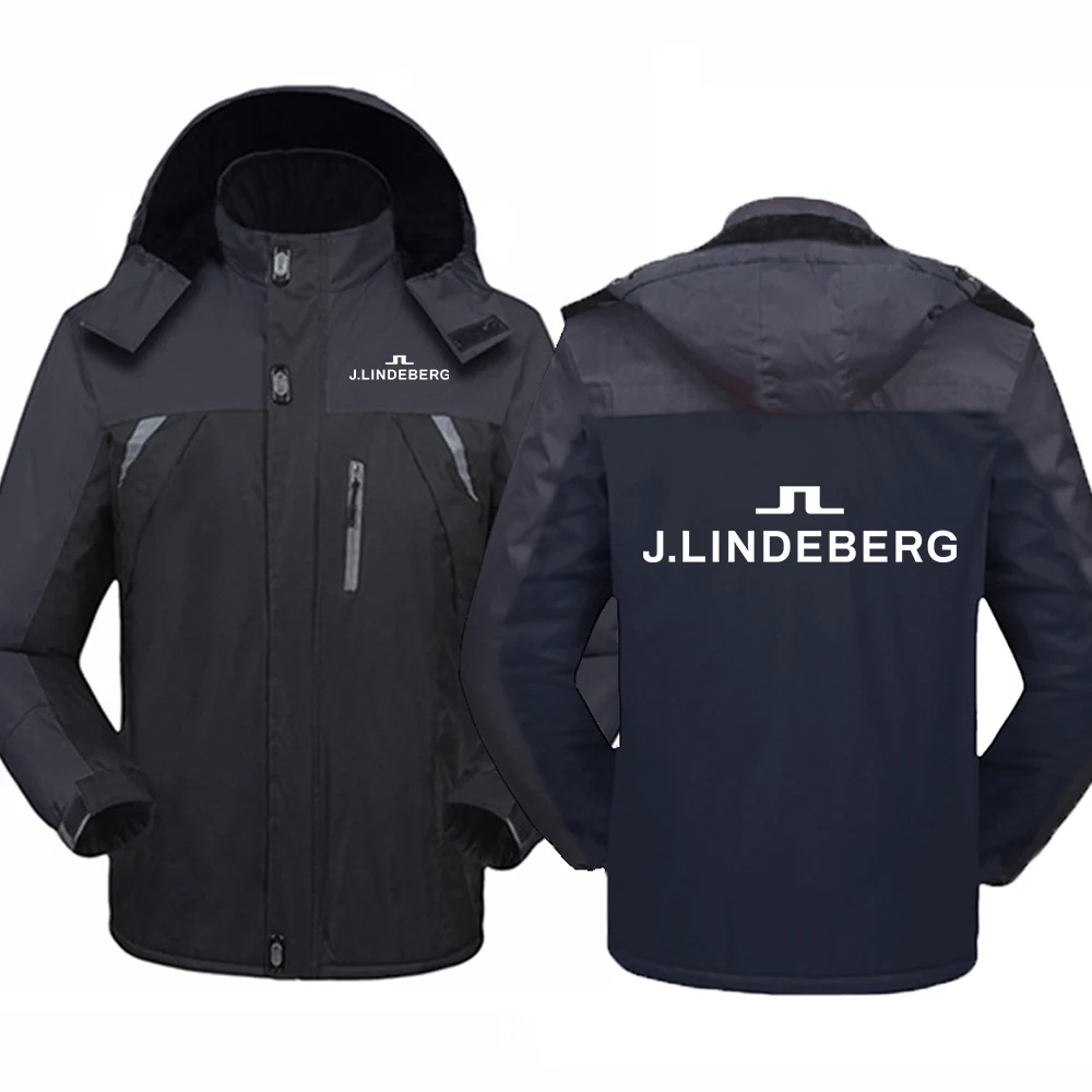 J LINDEBERG Printing Fashion 2023 Нова мъжки зимни утепленная однотонная топло памучен hoody, ветровка, костюми за скално катерене, палто Изображение 0