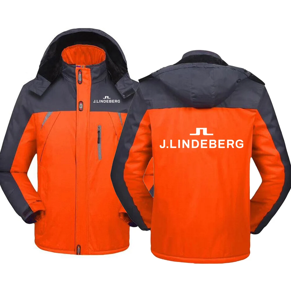J LINDEBERG Printing Fashion 2023 Нова мъжки зимни утепленная однотонная топло памучен hoody, ветровка, костюми за скално катерене, палто Изображение 2