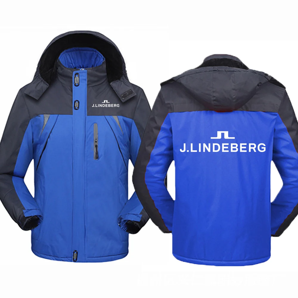 J LINDEBERG Printing Fashion 2023 Нова мъжки зимни утепленная однотонная топло памучен hoody, ветровка, костюми за скално катерене, палто Изображение 3