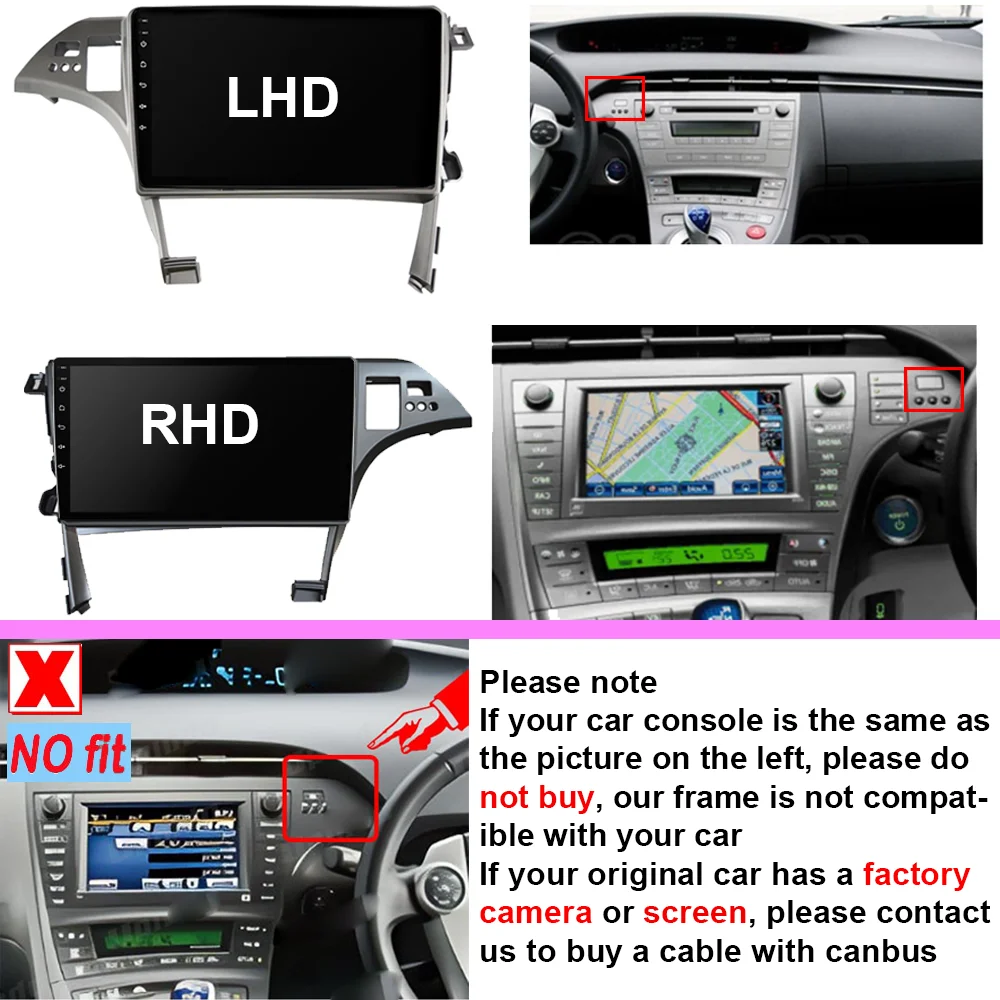 JUSTNAVI Android10.0 Автомагнитола за Toyota Prius XW30 2009-2015 Видео Мултимедиен Плейър Carplay Стерео Авторадио GPS Навигация Изображение 1