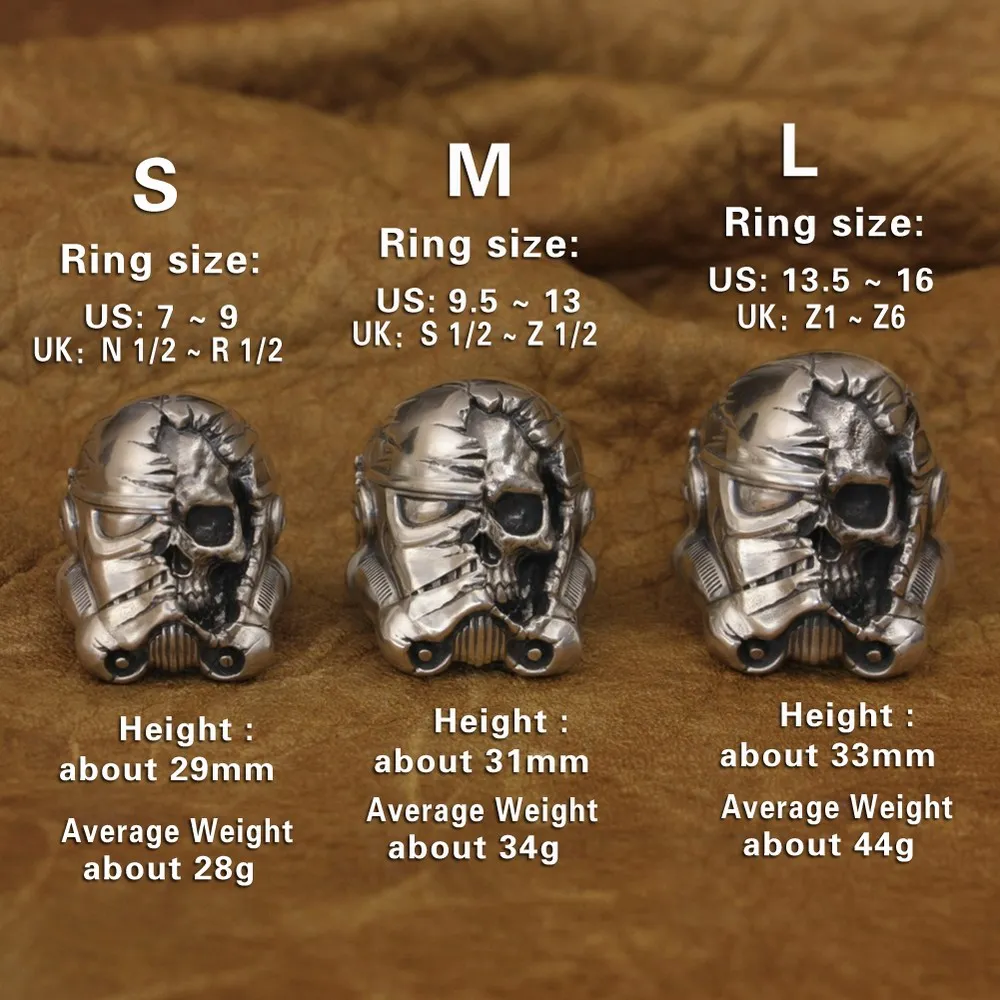 LINSION, пръстен с бял воин от сребро 925 проба, мъжко байкерское пръстен в стил пънк TA311, размерът на САЩ 7 ~ 16 Изображение 1