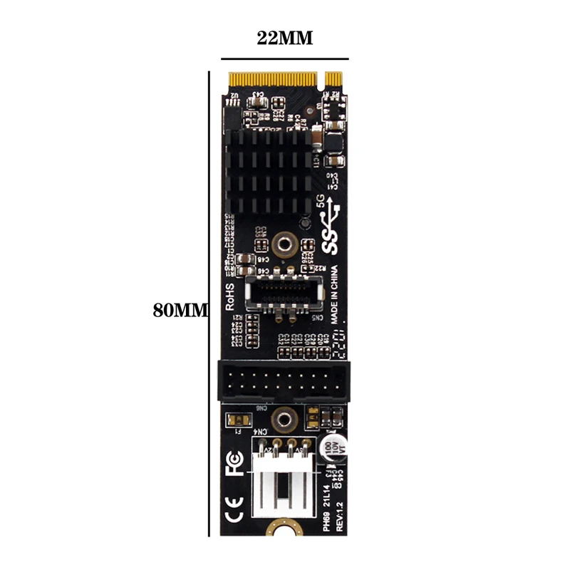 M. 2 M Ключ NVME PCIe към USB 3,1 Такса за Разширяване на Предния панел на Карта 10 GB TYPE-E + 5 GB, 20 Контакти 2 USB3 порта.0 Адаптер hub Странично за PC Изображение 4