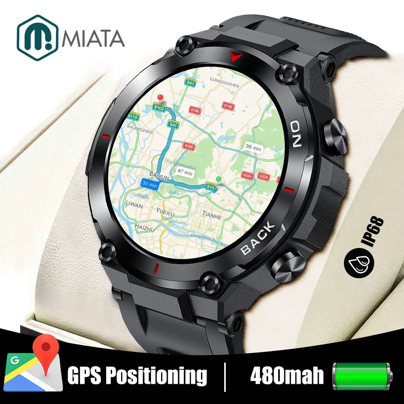 MIATA GPS Smart-часовници, улични военни спортни умни часовници, които могат да премерят кръвното налягане, сърдечната честота, фитнес гривна, водоустойчив за Android и IOS Изображение 0