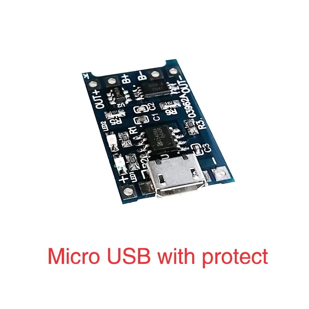 Micro Type-c USB 5V 1A 18650 TP4056 Модул Зарядно устройство за литиево-йонна батерия, карта за зареждане със защита, двойна функция 1A Li-ion Изображение 2