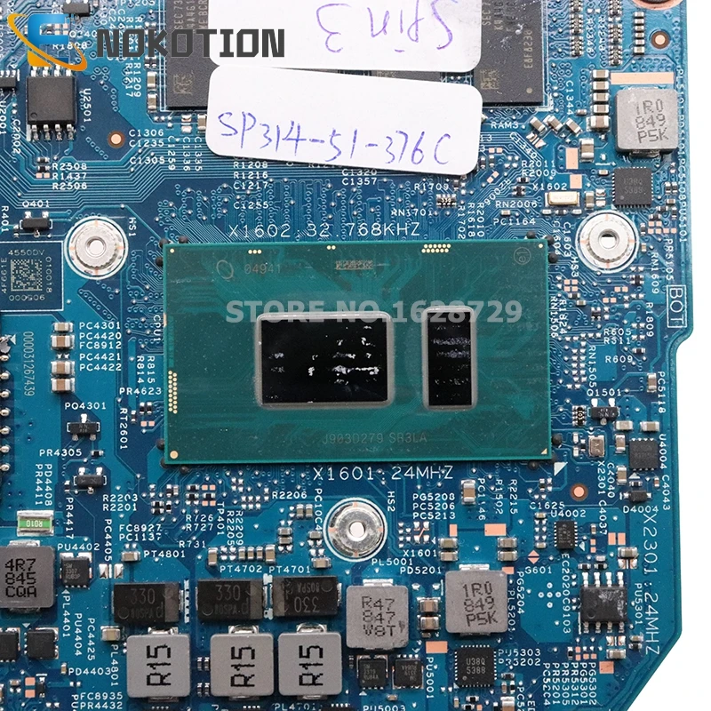 NOKOTION За Acer Spin 3 SP314 SP314-51 дънна Платка на лаптоп 17893-1 448.0DV06.0011 дънна Платка SR3LA I5-8250U Процесор + 8G Ram памет Изображение 4