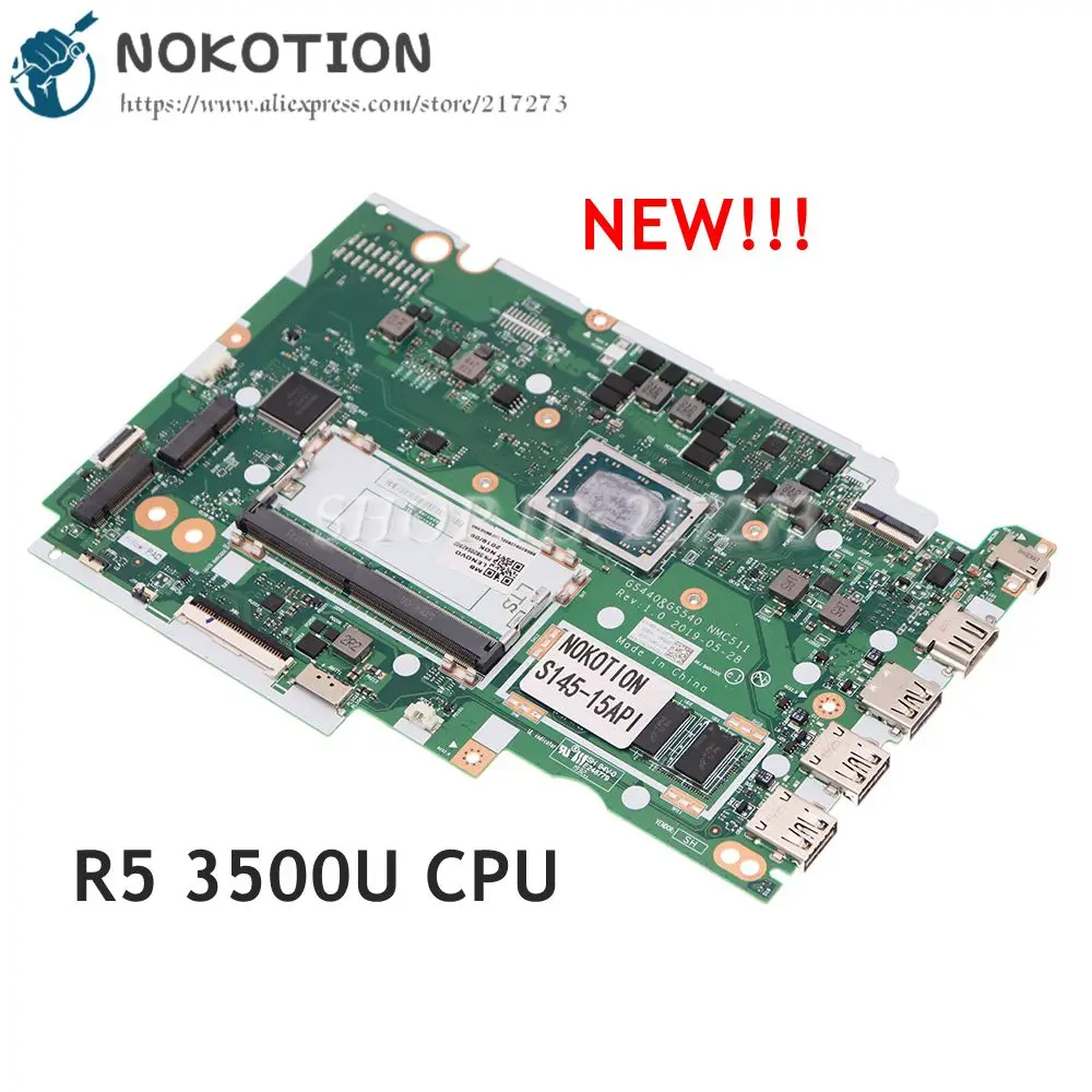 NOKOTION НОВОСТ За Lenovo Ideapad S145-15API дънна Платка на лаптоп GS440 GS540 NMC511 5B20S42802 R 5 3500U Процесор, 4 GB оперативна памет DDR4 Изображение 0