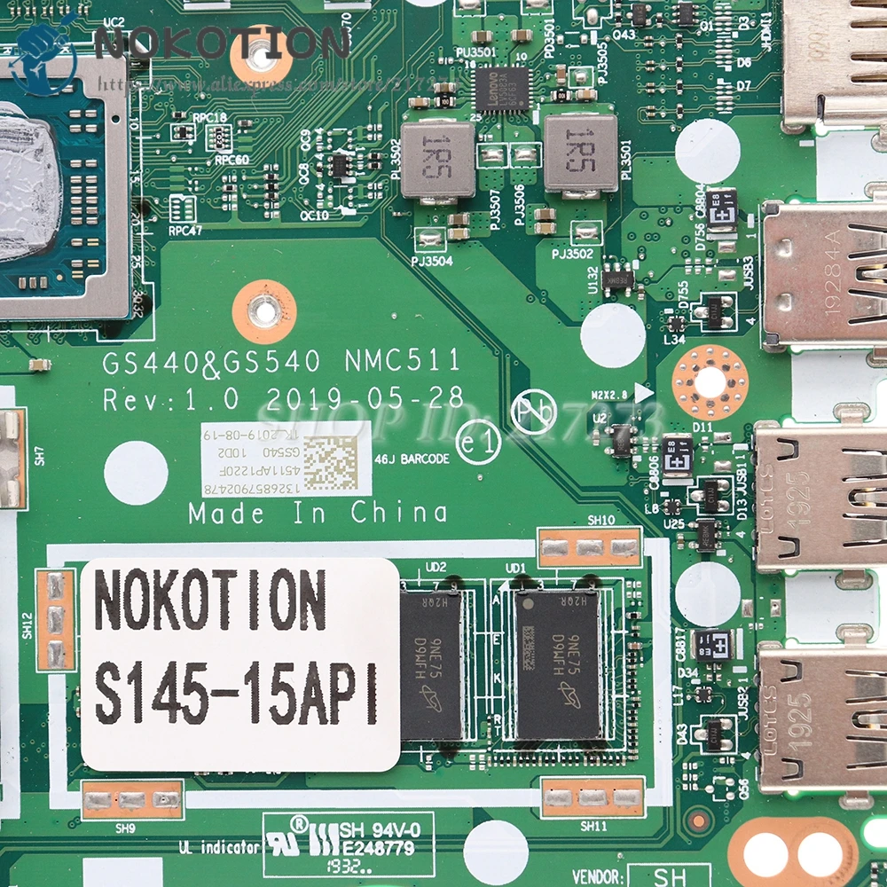 NOKOTION НОВОСТ За Lenovo Ideapad S145-15API дънна Платка на лаптоп GS440 GS540 NMC511 5B20S42802 R 5 3500U Процесор, 4 GB оперативна памет DDR4 Изображение 2