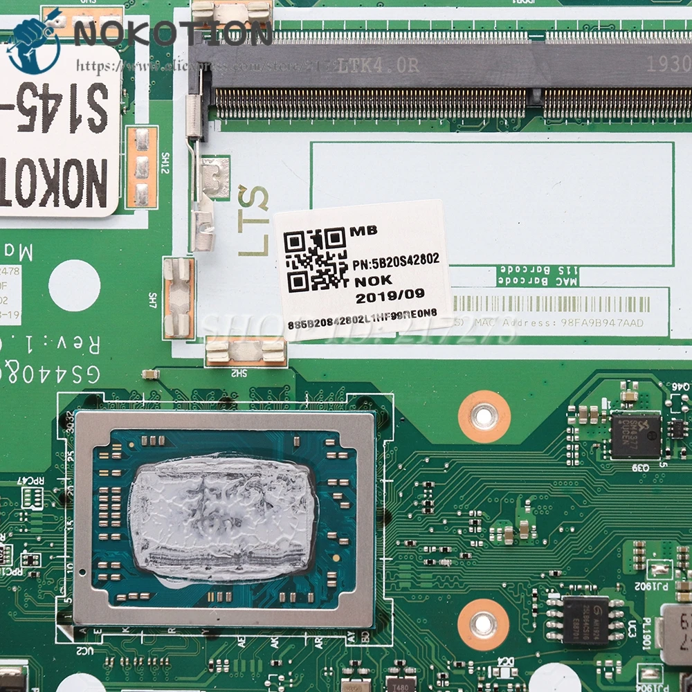 NOKOTION НОВОСТ За Lenovo Ideapad S145-15API дънна Платка на лаптоп GS440 GS540 NMC511 5B20S42802 R 5 3500U Процесор, 4 GB оперативна памет DDR4 Изображение 3