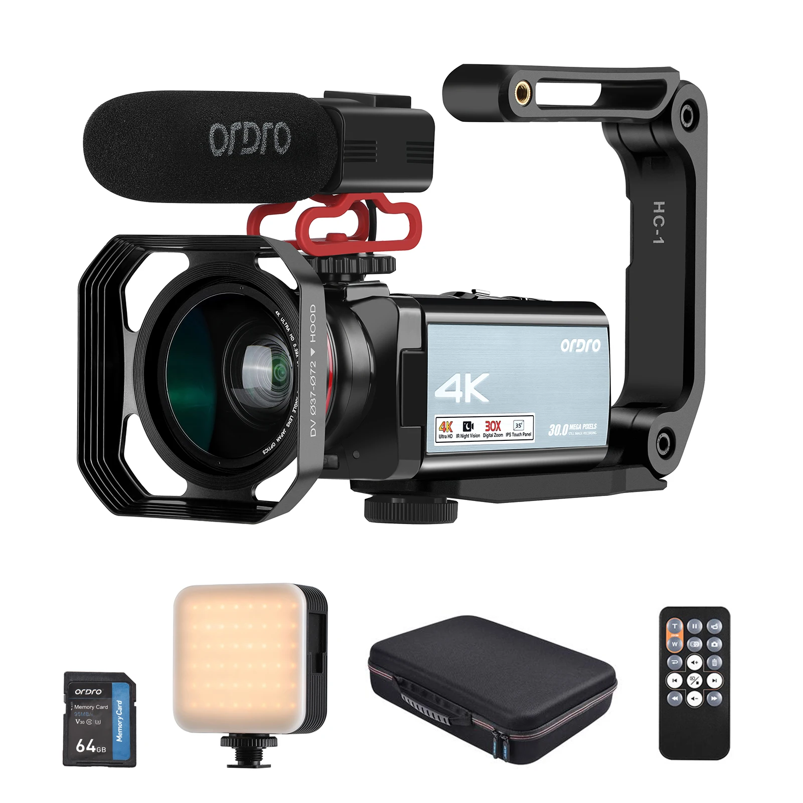 ORDRO HDR-AX10 Цифрова Камера за 4K WiFi DV Записващо устройство и Видеокамера 30MP 30-Кратно Цифрово увеличение Разпознаване на Лица IR за Нощно Виждане Antishake Изображение 0