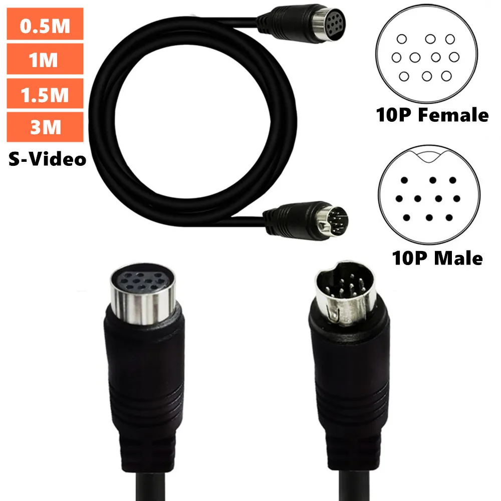 S-video 10-пинов конектор за свързване на мъжете и жените към компонент линия s terminal mini DIN 10 pinhole video line Изображение 1