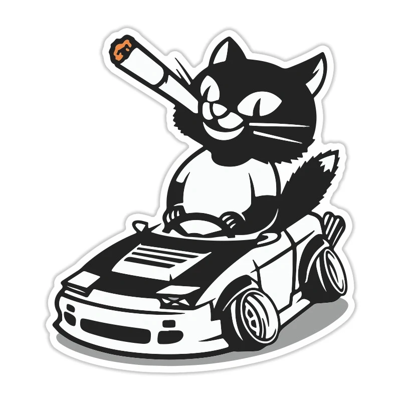 S50656 # Котката в колата 13 см/17 см Самозалепващи Стикер Автомобили Стикер Водоустойчив Кола Природа Броня и Задното стъкло на вашия Лаптоп Изображение 0