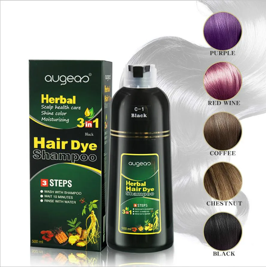 Sdattor Herbal 500 мл Натурален Растителен климатик Боя за коса Black Шампоан Бърза Боя За Премахване на бели, Сиви коса, Боя за боядисване на черна коса Изображение 1