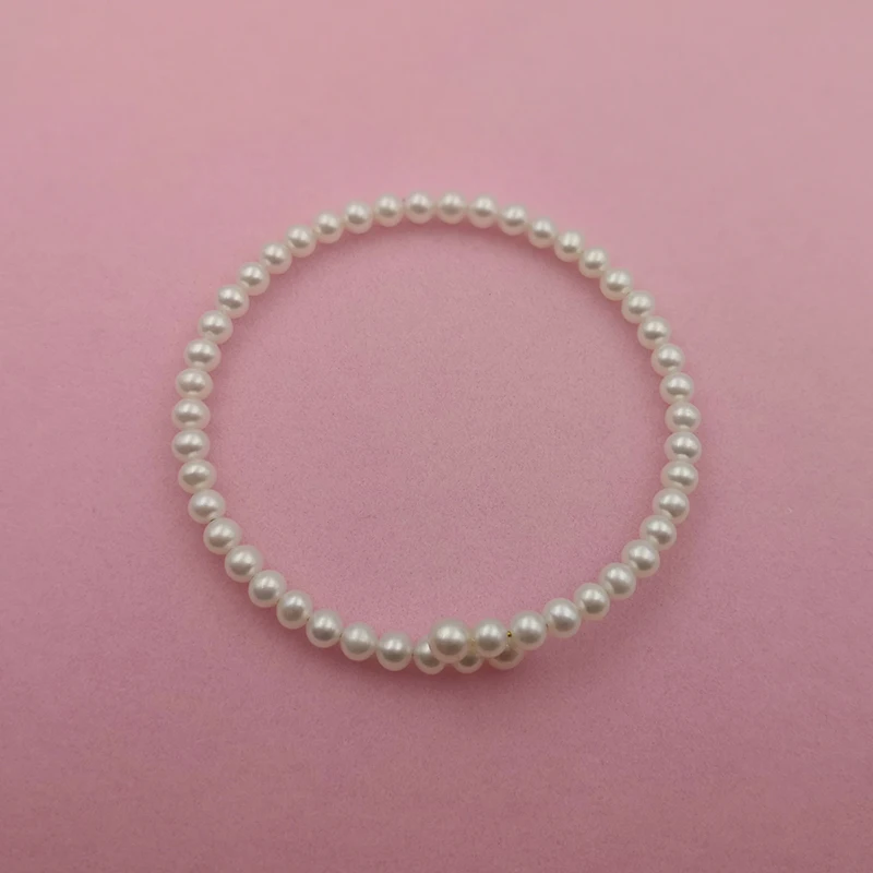 Sinya Естествени сладководни кръгли перли са 4-5 мм, пролетните ластични гривни, гривна за дамите, така и за момичета, Ново записване, промоция Изображение 1