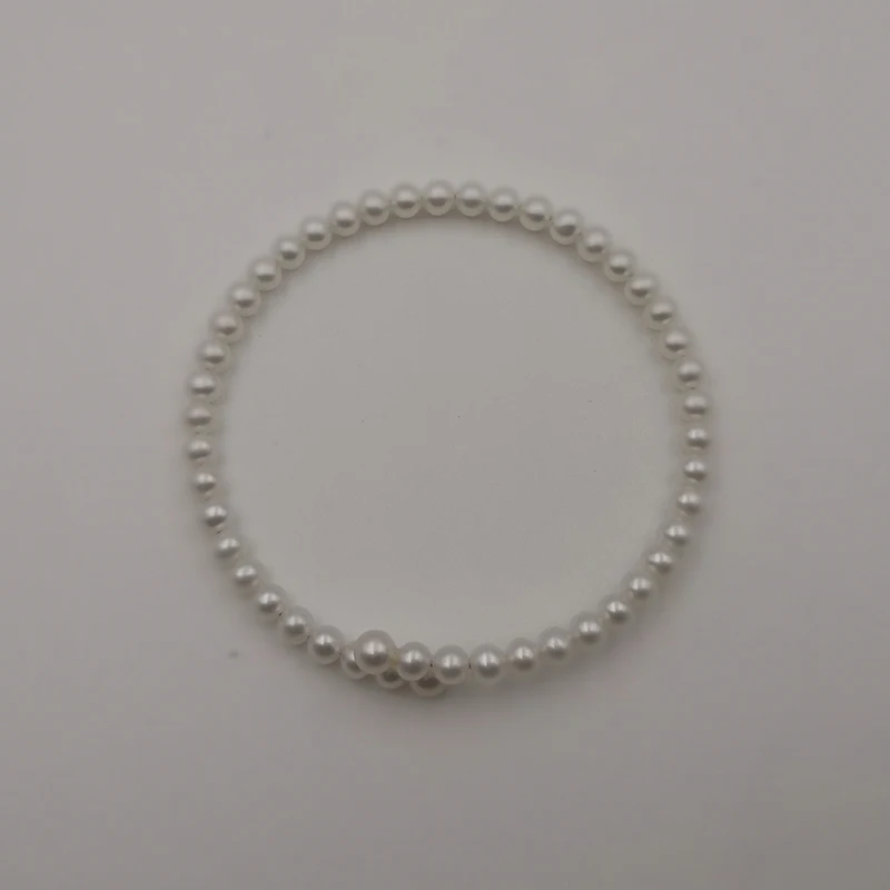 Sinya Естествени сладководни кръгли перли са 4-5 мм, пролетните ластични гривни, гривна за дамите, така и за момичета, Ново записване, промоция Изображение 5