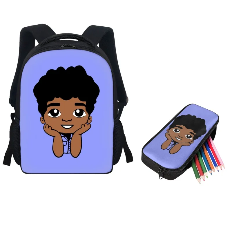 Twoheartsgirl Модерни Раници с модел за момчетата в африканския стил, комплект от 2 теми, Мини-Детски Училищни Чанти, молив случай, Детски чанти за книги 