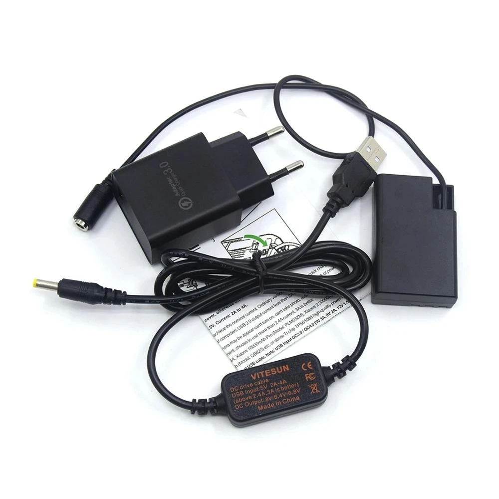 USB кабел, Подходящ за захранване + QC3.0 USB Зарядно устройство + D-LI109 Фиктивен батерия D-DC128 DC Конектор За Pentax K-70 K-50 K 30 K-R, K-2 K-S1, K-S2 Изображение 2