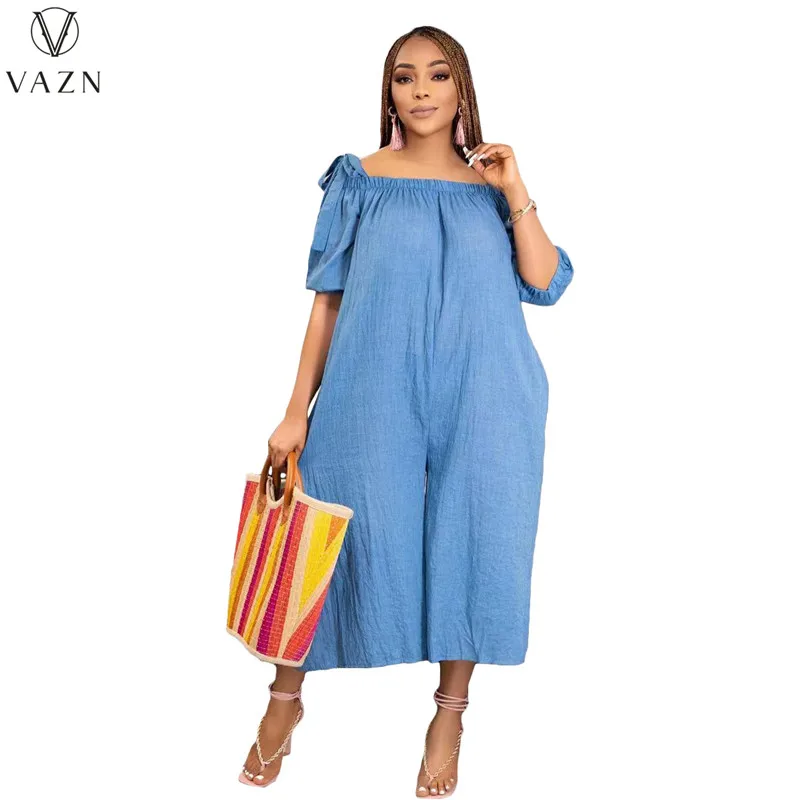 VAZN 2023, е Новост за жените, ежедневно дълга рокля в уличном стил, рокля с къс ръкав и отворени рамене, однотонное женствена рокля със средна дължина, с джобове Изображение 4
