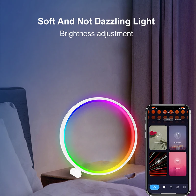 VICKYO Smart Led настолна декоративна лампа на Hristo Wifi RGB Ambient Night Lights Музикален ритъм, гласово управление за спални, игри стая, НОВОСТ Изображение 2