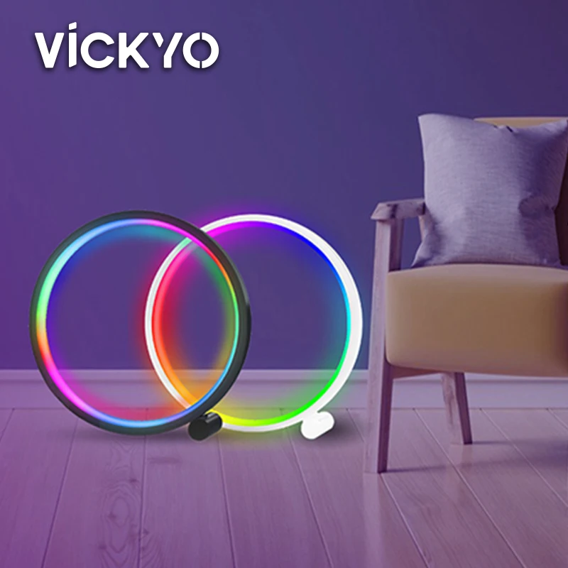 VICKYO Smart Led настолна декоративна лампа на Hristo Wifi RGB Ambient Night Lights Музикален ритъм, гласово управление за спални, игри стая, НОВОСТ Изображение 5