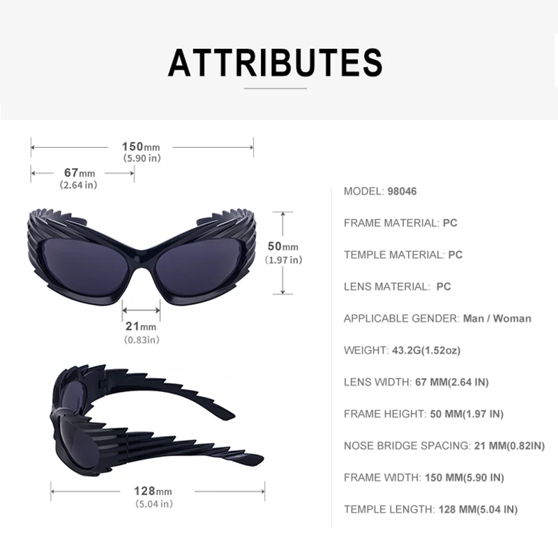 Vintage слънчеви очила Y2K с шипове женски Мъжки 2023, луксозни маркови дизайнерски слънчеви очила в стил steampunk за мъже, спортни слънчеви очила в стил пънк Изображение 5
