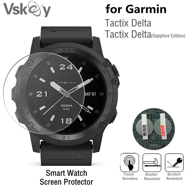 VSKEY 10 бр. Защитно фолио за смарт часовници на Garmin Tactix Delta Sapphire Издание е от кръгло закалено Стъкло Изображение 0