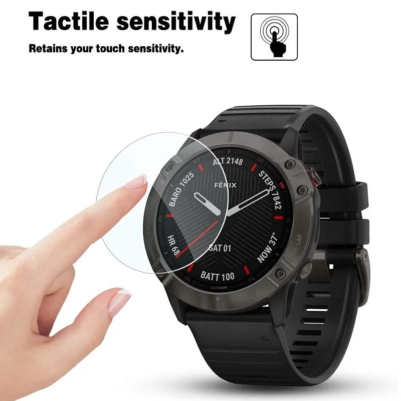 VSKEY 10 бр. Защитно фолио за смарт часовници на Garmin Tactix Delta Sapphire Издание е от кръгло закалено Стъкло Изображение 2