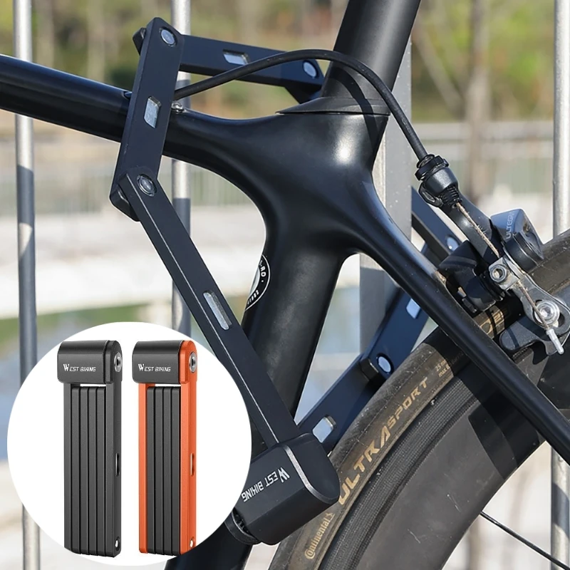 WEST BIKING Велосипеден заключване Преносим здрав моторен заключване противоугонный водоустойчив, от легирана стомана, за электровелосипеда, скутер, мотоциклет Изображение 0