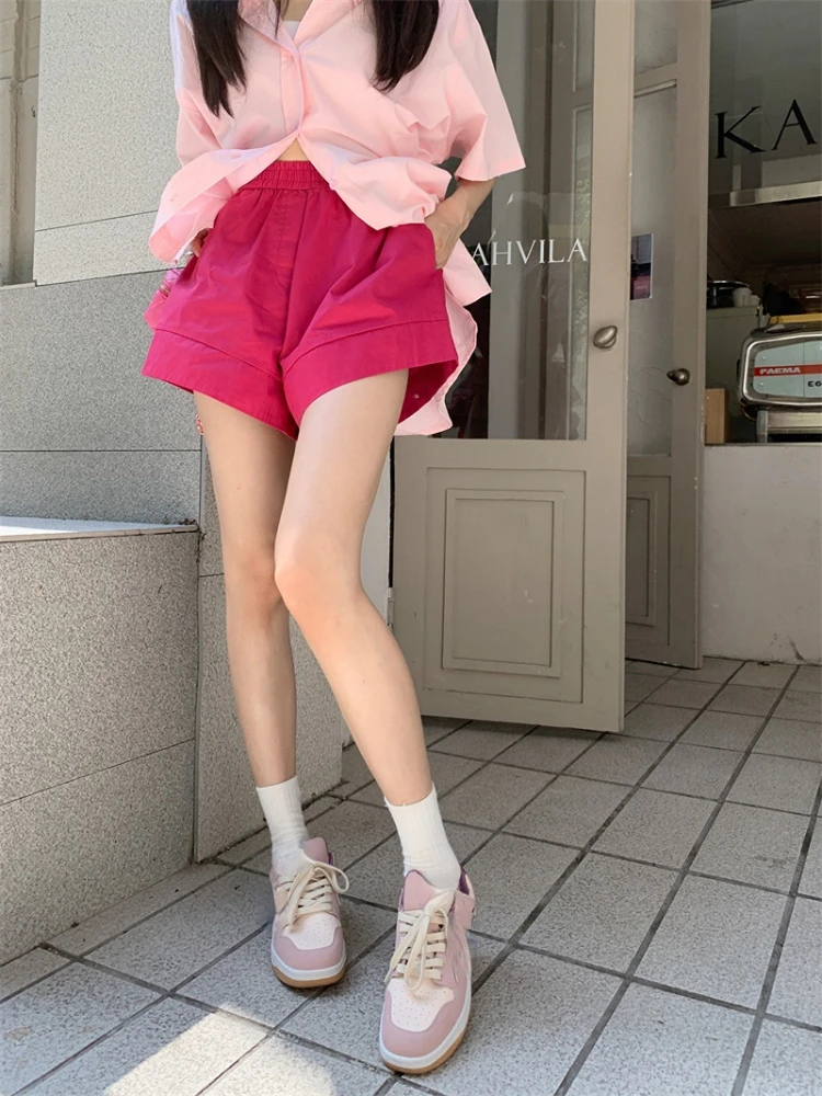 Woherb Корейски случайни модерен комплект от 2 теми, дамски къса риза с дълъг ръкав, Блузи, Ежедневни панталони с висока талия, Комплекти луксозни прости облекло Изображение 4