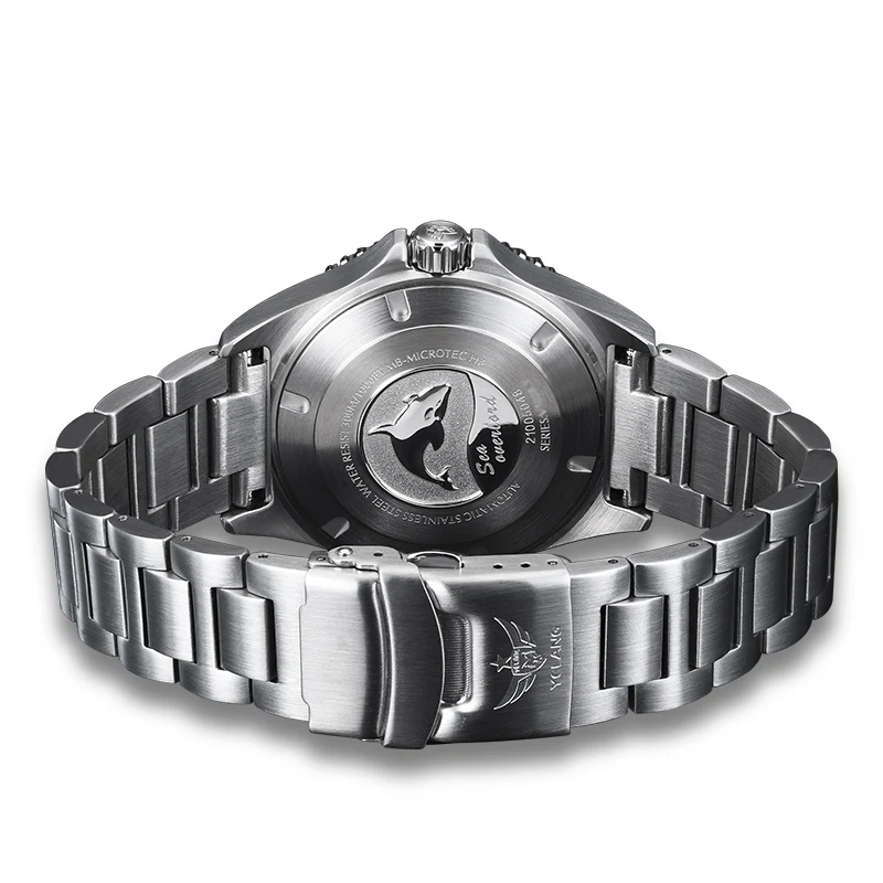 YELANG Мъжки военни часовника 44 мм, луксозни автоматични часовници, спортни механични ръчни часовници, 30 бар, водоустойчив, с блеснали от сапфир, Дата седмицата Изображение 4
