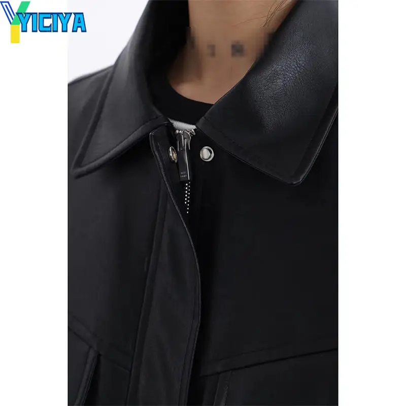 YICIYA бомбер яке дамско черно университетската нова връхни облекла кожени якета y2k racing американската бейзболна яке оверсайз винтажное палто Изображение 2