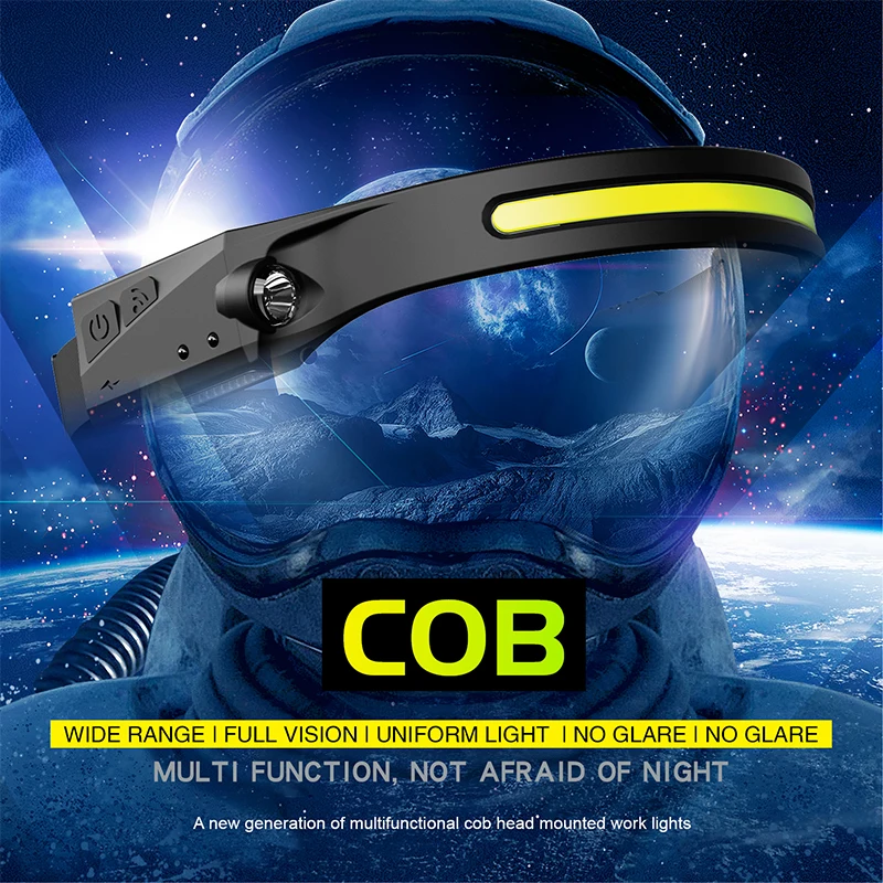 Z30 Дропшиппинг индукционный налобный фенер COB LED налобный фенер с вградена батерия USB Фенерче Перезаряжаемое главното осветление главоболие светлина Изображение 2