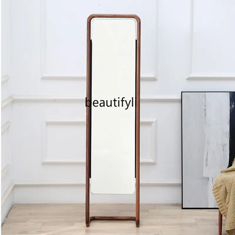 zq Северна Америка Тоалетен огледало от дърво черен орех, настилки огледало от масивно дърво в скандинавски стил, Просто огледало в цял ръст, Мебели за спалня Изображение 1