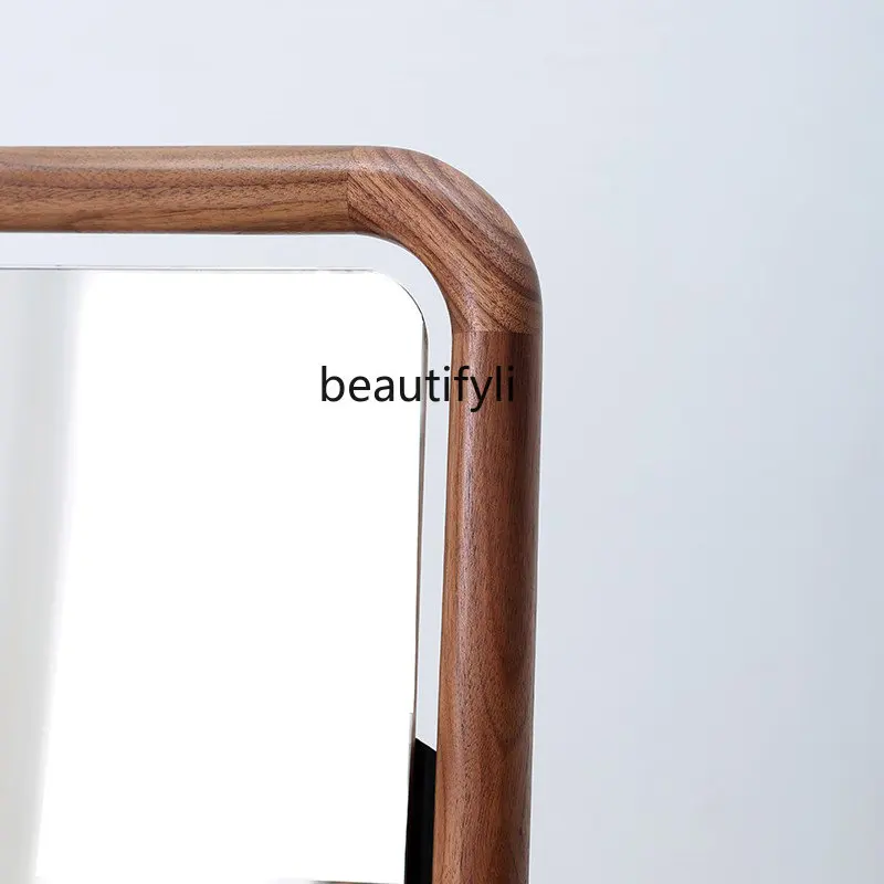zq Северна Америка Тоалетен огледало от дърво черен орех, настилки огледало от масивно дърво в скандинавски стил, Просто огледало в цял ръст, Мебели за спалня Изображение 2