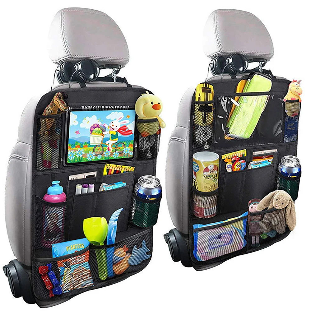 Авто джобен органайзер за телефон, Универсални авто органайзер, протектор, Подвесная чанта за съхранение, носене на задната седалка за кола за деца Изображение 0