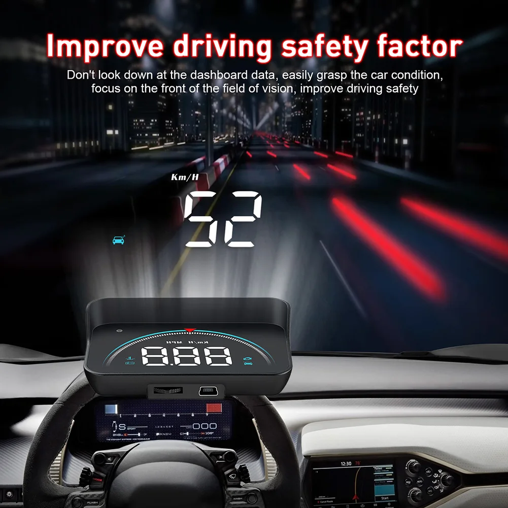 Авто централен дисплей OBD2 HD, система за предупреждение за превишаване на скоростта, авто Преносим проектор, m скорост, Аларма за ниско напрежение, Автоэлектронные резервни части Изображение 1