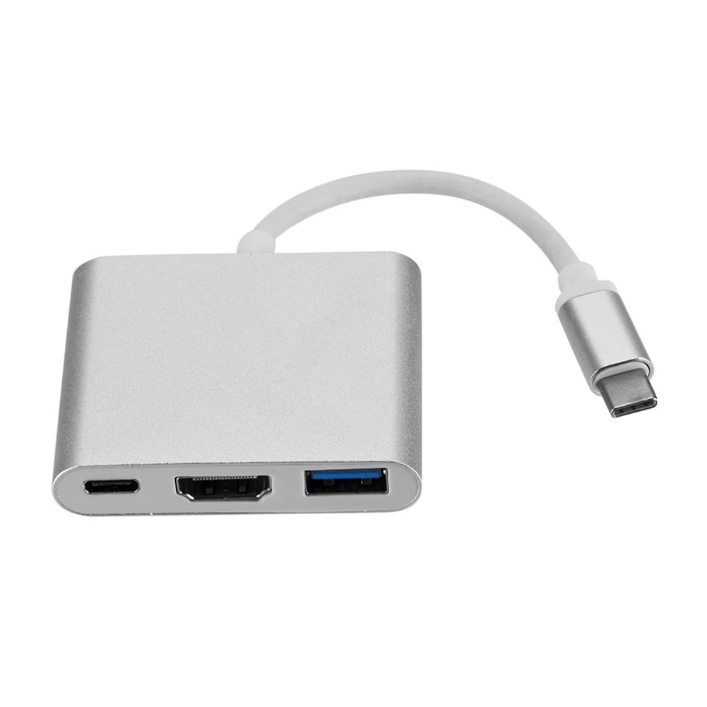 Адаптер за Зареждане на USB 3.0, съвместим с Type C HDMI Конвертор 3 В 1 USB-C 3.1, Адаптер-Хъб За MacBook Air Pro Huawei Samsung Изображение 3