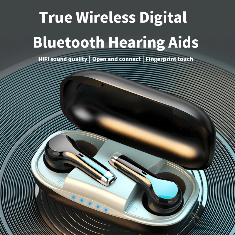 Акумулаторна слухови апарати с Bluetooth приложението за възрастните хора и за възрастни, цифрови слухови апарати, слушалки с музика Bluetooth Изображение 1