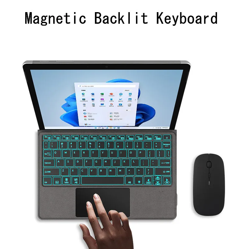 Безжична планшетная клавиатура за Microsoft Surface Go 3 2 1 Go3 Teclado с подсветка, тракпад, умен клавиатура за лаптоп, испански, френски Изображение 0