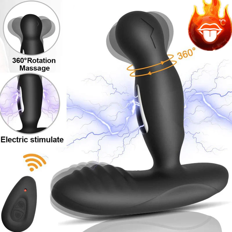 Безжично дистанционно управление, Електрически Шок, Мъжки Салон за вибратор за простатата, въртящи нагревателен Анален вибриращ Анален накрайник, секс играчки за мъже Изображение 0