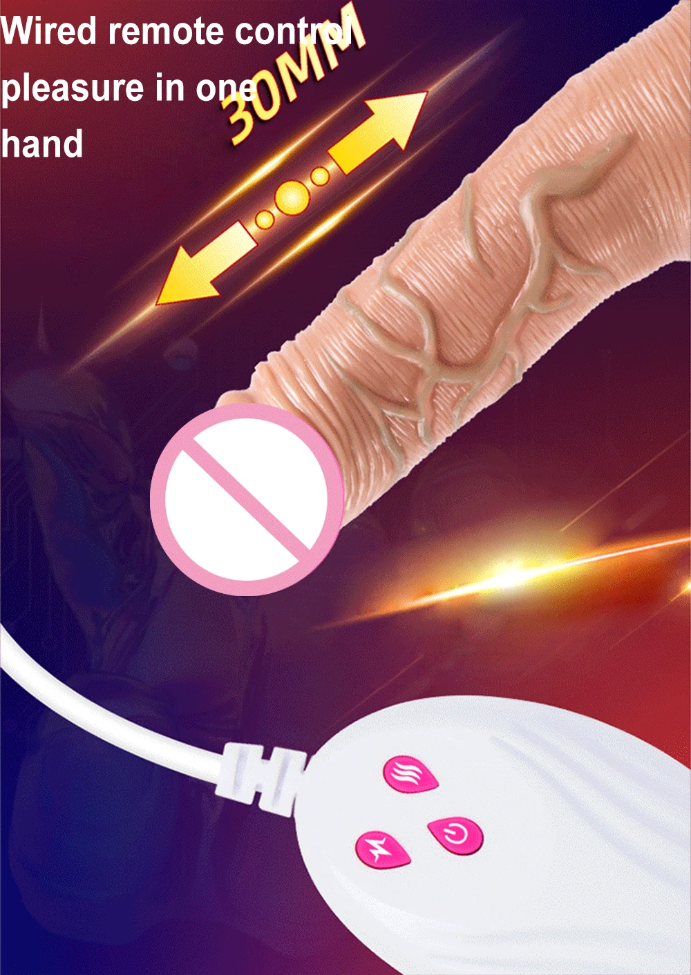 Безжично дистанционно управление за жени Телескопична вибриращ реалистичен вибратор за женската мастурбация с нагревающейся вендузата на Пениса Изображение 3