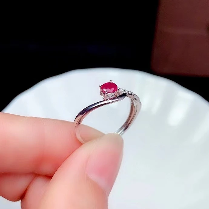 Бижута CoLife Модно рубинено-сапфирен пръстен за ежедневието 3 мм * 4 мм, с естествен сапфир Ruby пръстен от сребро 925 проба, Бижута със скъпоценни камъни Изображение 0