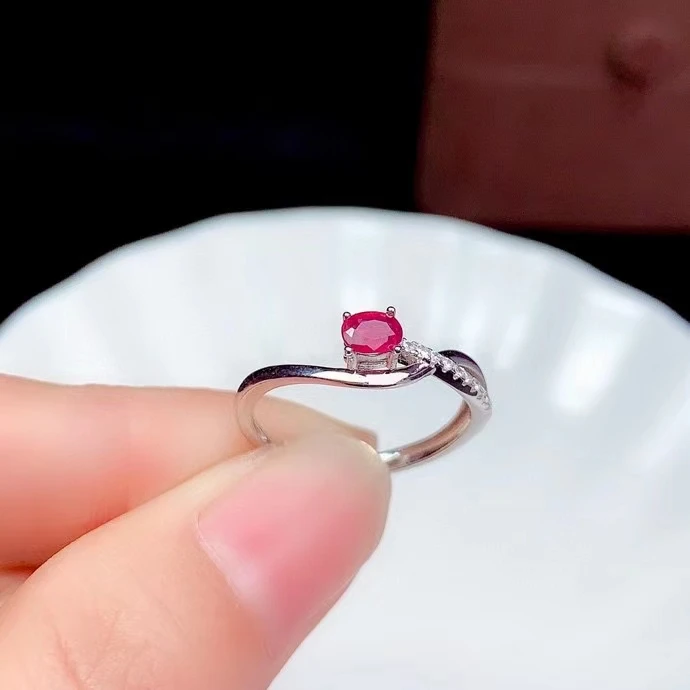 Бижута CoLife Модно рубинено-сапфирен пръстен за ежедневието 3 мм * 4 мм, с естествен сапфир Ruby пръстен от сребро 925 проба, Бижута със скъпоценни камъни Изображение 1