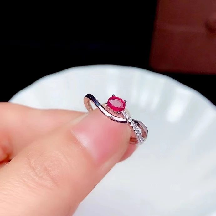 Бижута CoLife Модно рубинено-сапфирен пръстен за ежедневието 3 мм * 4 мм, с естествен сапфир Ruby пръстен от сребро 925 проба, Бижута със скъпоценни камъни Изображение 2