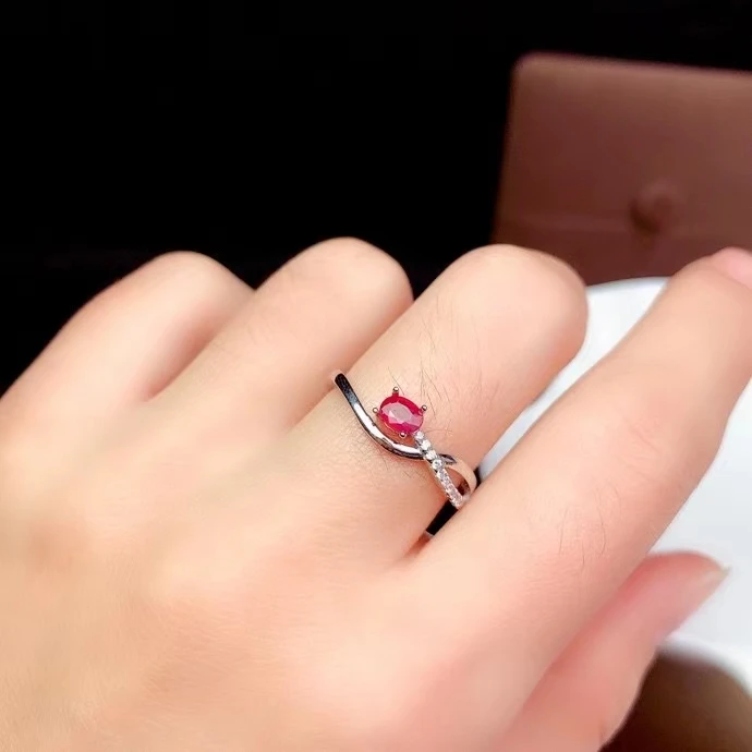 Бижута CoLife Модно рубинено-сапфирен пръстен за ежедневието 3 мм * 4 мм, с естествен сапфир Ruby пръстен от сребро 925 проба, Бижута със скъпоценни камъни Изображение 3