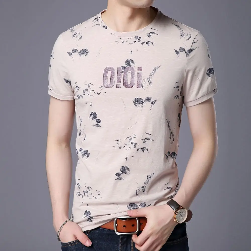 Брандираната тениска COODRONY с кръгло деколте, Модерна Тениска с къс ръкав и Принтом, Лятна Впитывающая Пот Младежта Мъжки Дрехи, Ежедневни Блузи W5503 Изображение 4